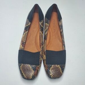 Gentle Souls‎ Snakeskin Print Leather Elastic Ballet Flats Women's Shoes